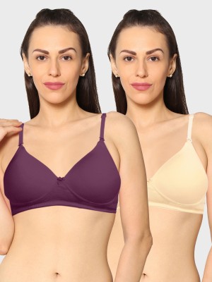 KAVYA Women T-Shirt Non Padded Bra(Purple, Beige)