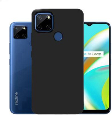 Casecovers Back Cover for Realme C25, Plain, Case, Cover(Black, Camera Bump Protector, Silicon, Pack of: 1)
