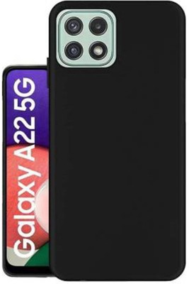 Casecovers Back Cover for Samsung A22 (5G), Plain, Case, Cover(Black, Camera Bump Protector, Silicon, Pack of: 1)