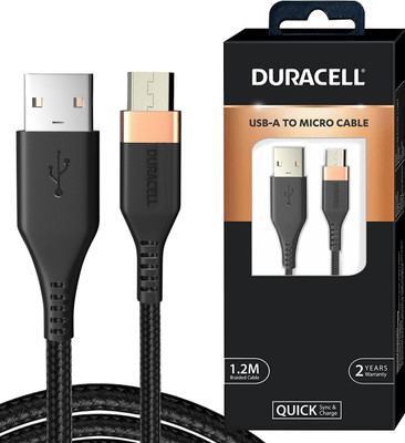 DURACELL Micro USB Cable 1.2 m DU046(Compatible with all devices, Black)