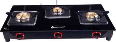 LIGHTFLAME 3 Burner Altroz ISI Certified Toughened Glass With 1 Year Warranty Glass Manual Gas Stove(3 Burners)