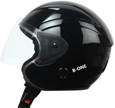 TIGER ONE OPEN FACE HELMET ( SIZE : M ) Motorbike Helmet , ISI APPROVED Motorbike Helmet(Black)