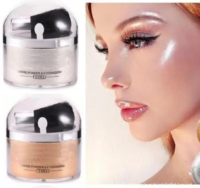 YAWI BEST QUALITY PACK OF TWO SHIMMER 2 IN 1 WHITENING GOLD AND SILVER LOOSE POWDER Highlighter(GOLD, SILVER)