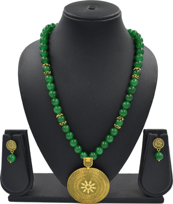 Sandhya Designer Studio Stone Green Jewellery Set(Pack of 1)