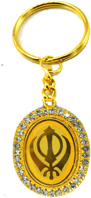 AFH Gold Plated Diamond Studded Khanda Decorative Gifting Key chain Key Chain