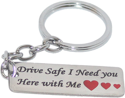 Aura Imported Full Metal Single Sided Drive Safe Keyring For Husband & Wife Key Chain