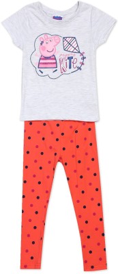 Colt Girls Casual T-shirt Pyjama(Grey and Orange)