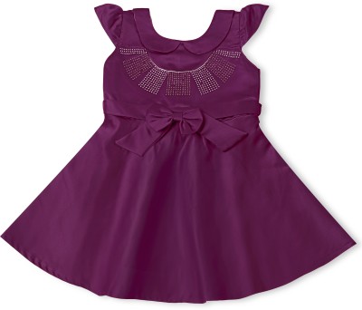 A Little Swag Girls Midi/Knee Length Party Dress(Purple, Short Sleeve)