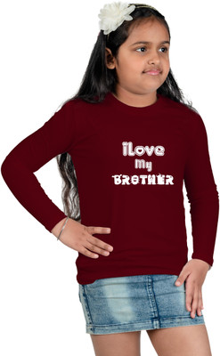 CHOMBOOKA Boys & Girls Printed Cotton Blend Regular T Shirt(Maroon, Pack of 1)