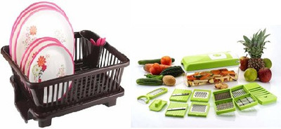 Homedmart Dish Drainer Kitchen Rack Plastic Present a combo pack of Multi Purpose 12 in 1 Vegetable And Fruit Cutter Greter Slicer Dicer For Kitchen Use Vegetable & Fruit Chopper (12 IN 1 NICER DISER). & 3 In 1 Drain Basket with Utensil Holder And Tray Dish Drainer Homedmart Dish Drainer Kitchen Rack Plastic Present a combo pack of Multi Purpose 12 in 1 Vegetable And Fruit Cutter Greter Slicer Dicer For Kitchen Use Vegetable & Fruit Chopper (12 IN 1 NICER DISER). & 3 In 1 Drain Basket with Utensil Holder And Tray Dish Drainer