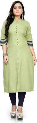 amar tex Women Solid Straight Kurta(Light Green)