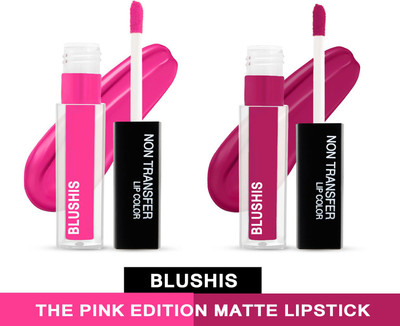 BLUSHIS The Pink Editon Liquid Matte Lipstick Combo of 2(Multicolour, 8 ml)