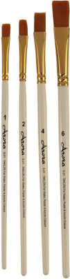 KABEER ART Arora Flat Synthetic Painting Brush Set Of 4 Pcs(Set of 1, White)