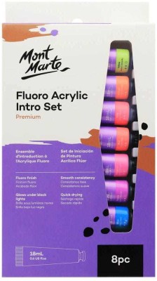 Mont Marte Fluoro Acrylic Paint Intro Set Premium 8pc x 18ml(Set of 8, Multicolor)