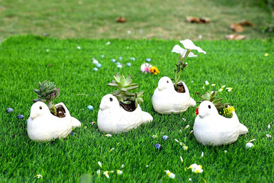 Jimkia Ceramic Planter Pot Bird Shape For Home & Garden Decor (Plant Not Included) Plant Container Set(Pack of 4, Ceramic)
