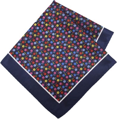 LEONARDI Floral Print Tweed Pocket Square