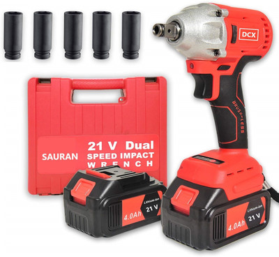 Sauran HEAVY DUTY 21V IMPACT WRENCH WITH 2 BATTRIES, 5 Socket, 1 Belt, 2 Adopters Etc Cordless Drill(30 mm Chuck Size)