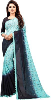 fashion Day Floral Print Bollywood Georgette Saree(Light Blue)