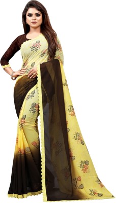 fashion Day Floral Print Bollywood Georgette Saree(Brown)