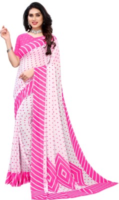 PINK WISH Printed Daily Wear Georgette Saree(Pink)