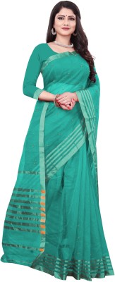 fashion Day Woven Kota Doria Net Saree(Blue)