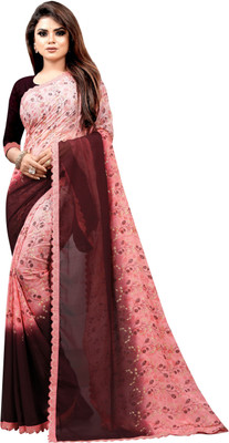 SILKZA Floral Print Bollywood Georgette Saree(Purple)