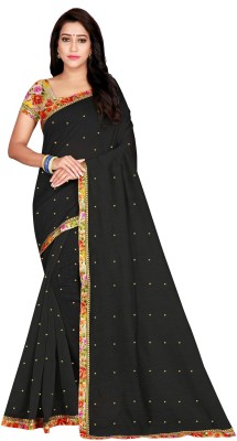 Fashion Day Embellished Bollywood Chanderi Saree(Black)