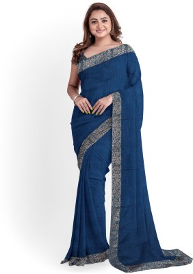 Parmila Fashion Embroidered Bollywood Pure Silk Saree(Blue)