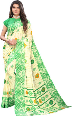 RENSILAFAB Printed Daily Wear Georgette Saree(Green)