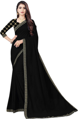 Fashion Day Embellished Bollywood Art Silk Saree(Black)