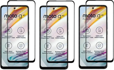 ISAAK Edge To Edge Tempered Glass for Motorola G40 Fusion Edge to Edge, Full Glue, 11D Tempered Glass(Pack of 3)