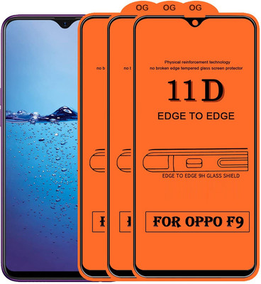 Casesily Edge To Edge Tempered Glass for Oppo F9(Pack of 3)