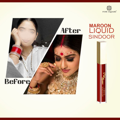 Pink Square Herbal Liquid Bridal Sindoor (Maroon) Water Proof Kumkum(Maroon)