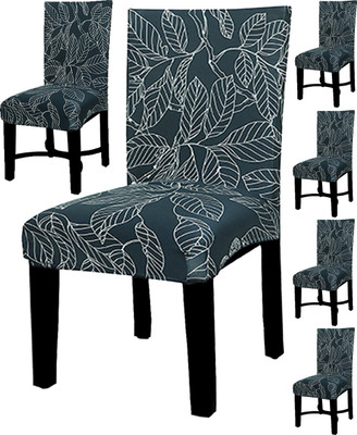 HOUSE OF QUIRK Polyester 1 Seater Chair Floral Cover(Pack of 6 Blue)