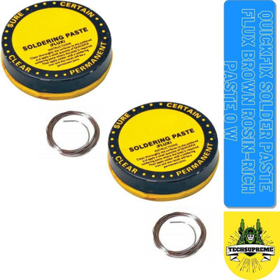 TechSupreme Quickfix Solder Paste Flux brown rosin-rich paste 0 W & 10 Gms Tin-Lead Alloy Soldering Wire PACK OF 2 1 W Temperature Controlled(Round Tip)