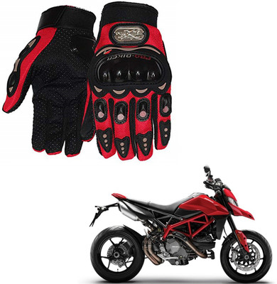 AuTO ADDiCT PRO BIKER GLOVES RED FOR DUCATI Hypermotard Riding Gloves(Red)