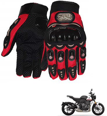 AuTO ADDiCT PRO BIKER GLOVES RED FOR TRIUMPH trident Riding Gloves(Red)