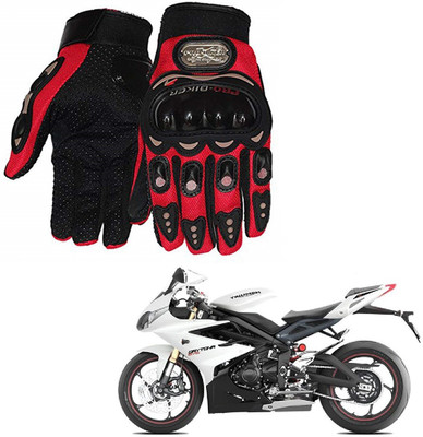 AuTO ADDiCT PRO BIKER GLOVES RED FOR TRIUMPH daytona_675 Riding Gloves(Red)