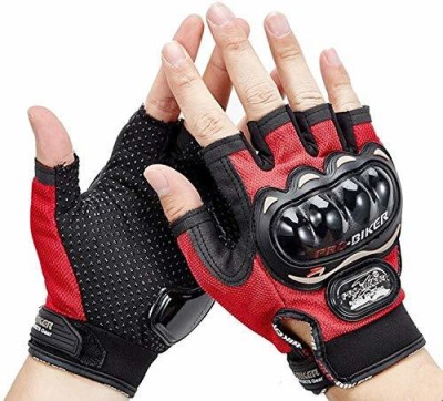 Riybro PRO Moto Half Biker Hand Gloves for Bikes Riding Driving Gloves(Red)