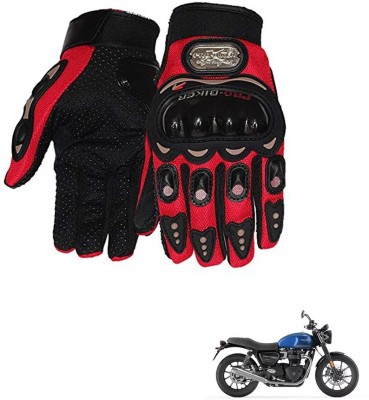 AuTO ADDiCT PRO BIKER GLOVES RED FOR TRIUMPH street-twin-2021 Riding Gloves(Red)