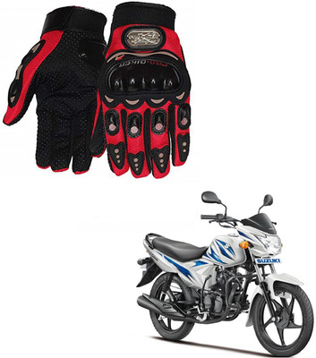 AuTO ADDiCT PRO BIKER GLOVES RED FOR SUZUKI Hayate Riding Gloves(Red)