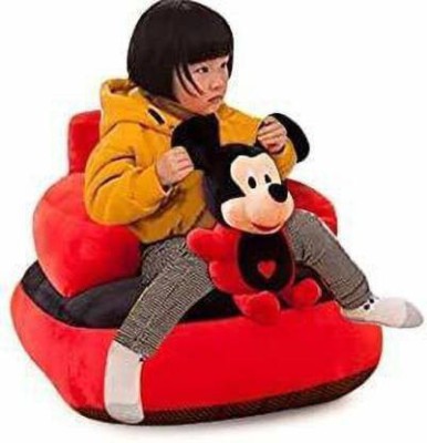 AK TOYS Mickey Shape Cute & Soft Plush Cushion Baby Sofa Seat or Rocking Chair for Kids  - 45 cm(Red, Black)