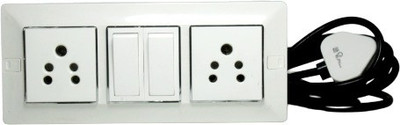 JELECTRICALS Modular Extension Board With 2 Branded Sockets and 2 Branded Switches With 3 Meter Long Wire 2  Socket Extension Boards(White, 3 m)