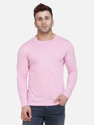 SVDFASHION Solid Men Round Neck Pink T-Shirt