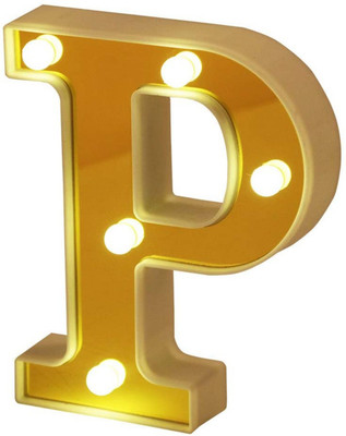 MANSAA LED Marquee Letter Lights Sign, Alphabet LED Lights for Home Party Wedding Decoration - P Table Lamp(16 cm, P Yellow)