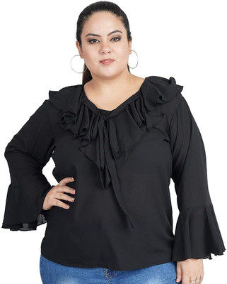 cotrel Casual Solid Women Black Top