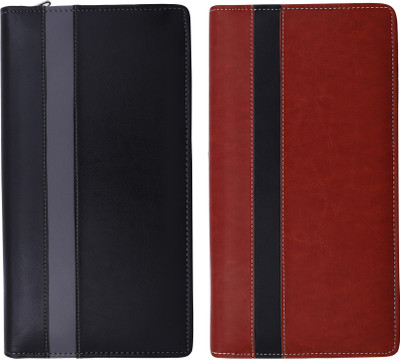 Gking Combo Set of Two Black & Brown Leatherite Cheque Book Holder/Document holder(Black, Brown)