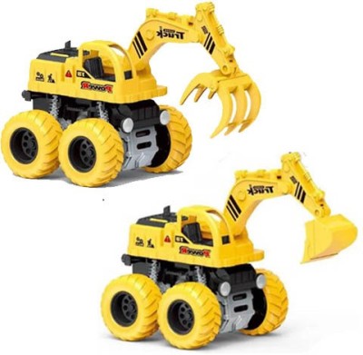 Toyvala Bewitching Friction Powered Bucket & Grapple Excavator Unbreakable Deformation Impact Engineering Automobile Construction Vehicles/Car Toys for Children/Kids(Multicolor, Pack of: 2)