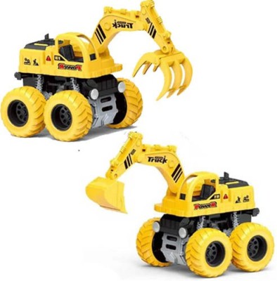 Toyvala Captivating Friction Powered Bucket & Grapple Excavator Unbreakable Deformation Impact Engineering Automobile Construction Vehicles/Car Toys for Children/Kids(Multicolor, Pack of: 2)