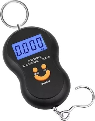 Kelo Vegetable Weight Machine- Smiley Mini Digital Plastic and Metal Hanging Weighing Scale with LCD Display and Green Background Light 50 kg L/27/KKA Luggage Weighing Scale(Black) Kelo Vegetable Weight Machine- Smiley Mini Digital Plastic and Metal Hanging Weighing Scale with LCD Display and Green Background Light 50 kg L/27/KKA Luggage Weighing Scale(Black)
